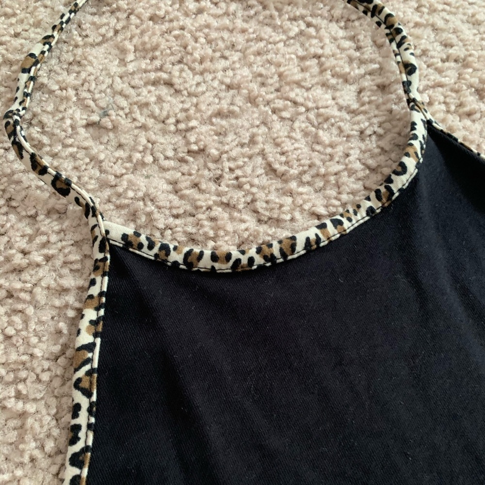 American Eagle Leopard Print Trim Halter Top